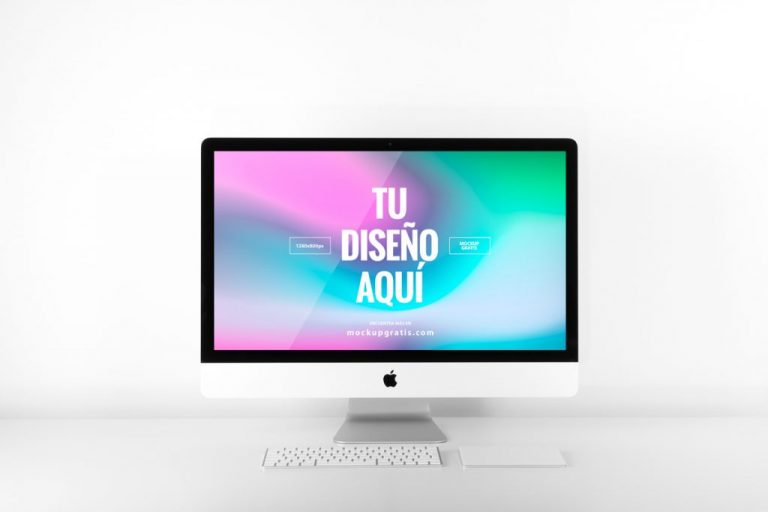 Mockup de un ordenador iMac en formato PSD
