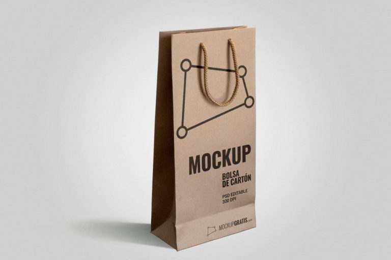 Mockup gratis de una bolsa de cartón alargada