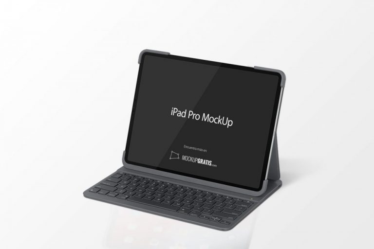 Mockup de un iPad Pro con teclado en formato PSD