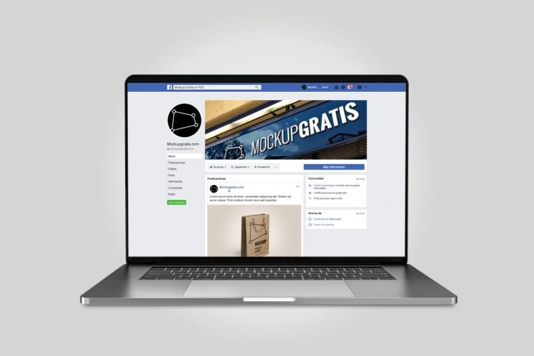 Mockup de interfaz de Facebook 2019 en español, en formato PSD