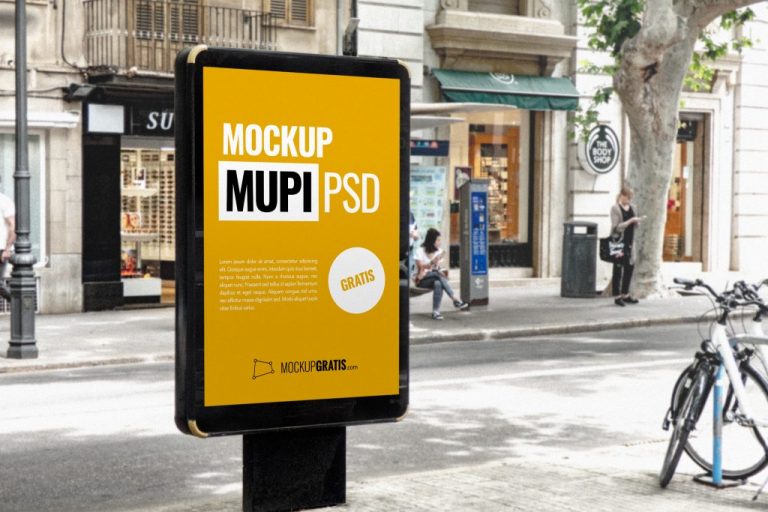 Un diseño de mockup de un Mupi publicitario, gratis y en formato PSD