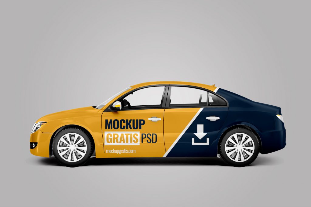 Mockup en PSD de un coche o automóvil, template editable en Adobe Photoshop