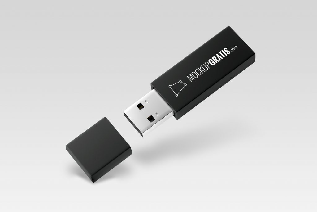 Mockup gratis de un Flash Drive USB Stick, en formato PSD para Adobe Photoshop