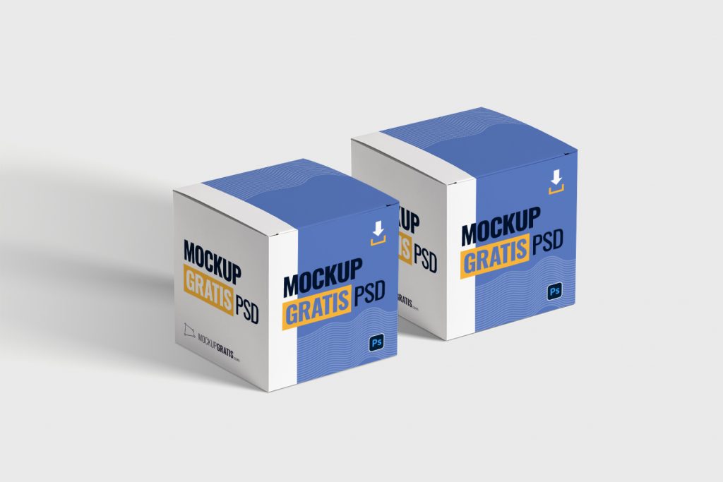 Mockup de packaging gratis de unas cajas de cartón en formato Adobe Photoshop