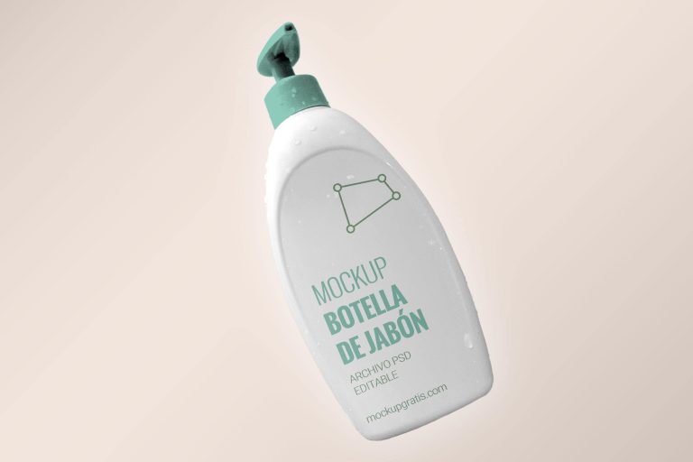 Descargar mockup gratis de botella de jabón o gel para el baño