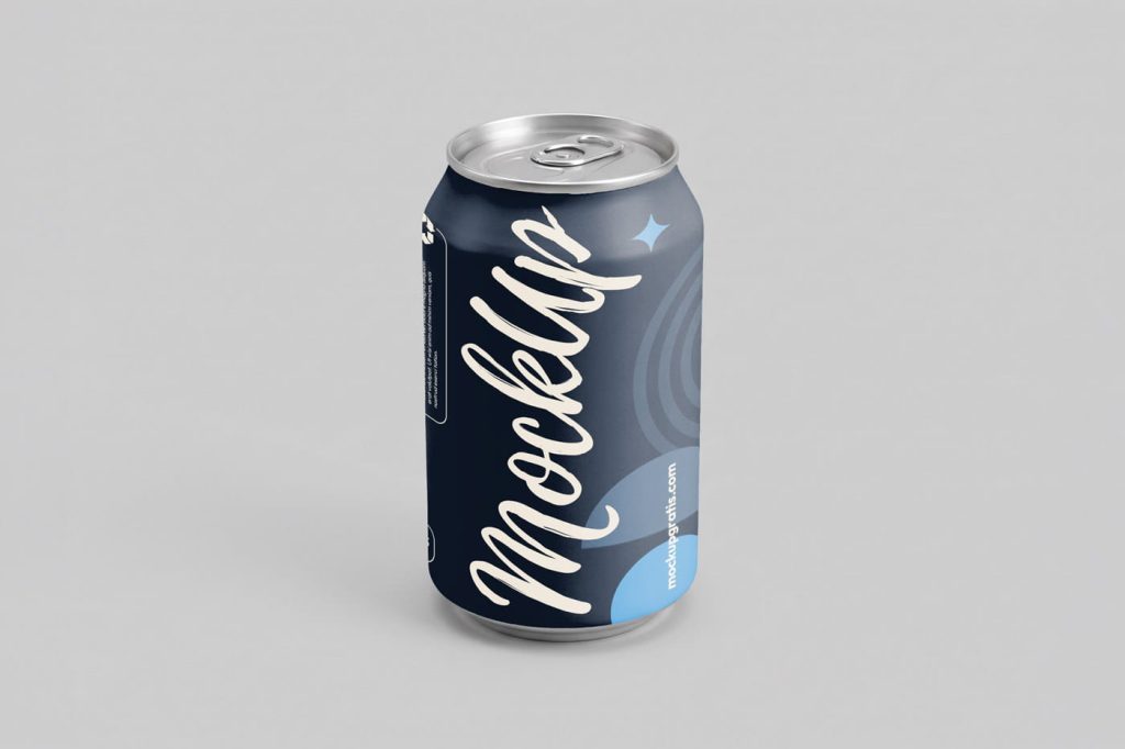 Mockup de una lata de aluminio de 330 ml en formato PSD gratis